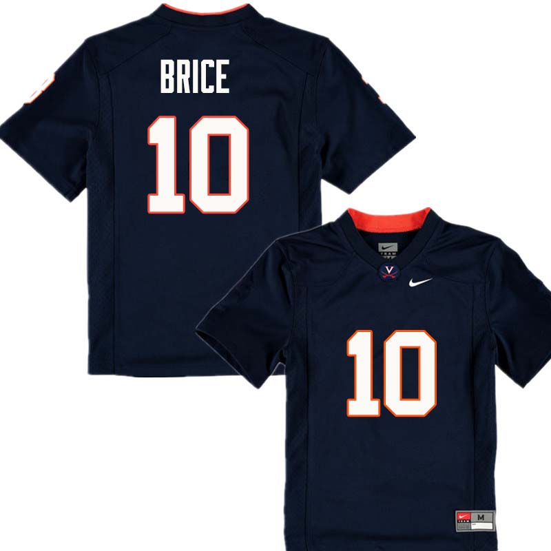 Men #10 Will Brice Virginia Cavaliers College Football Jerseys Sale-Navy - Click Image to Close